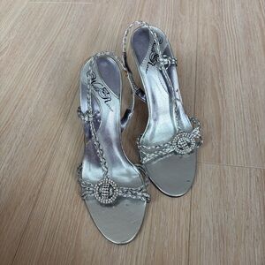 Wild Rose Silver Strappy Rhinestone heels prom wedding elegant party